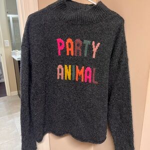 Lou & Grey Women's Sweater - Charcoal with Multicolor Lettering